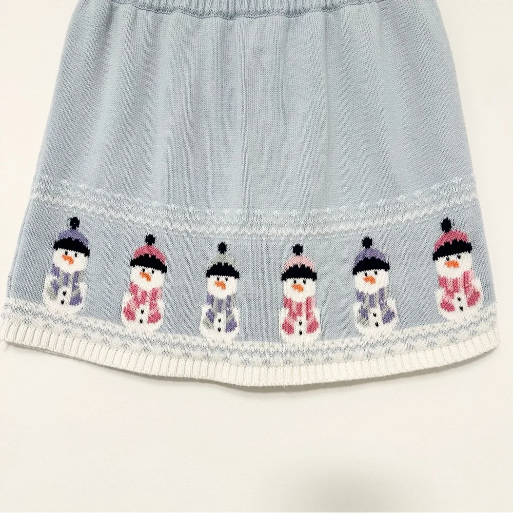 Gymboree Girls size 10 Cotton Knit Snowman Sweater Skirt Little Snowflake Line
